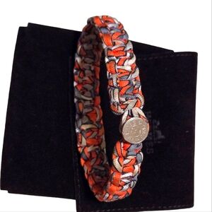 Authentic HERMES Silk Twill Kid Bracelet in Orange.
